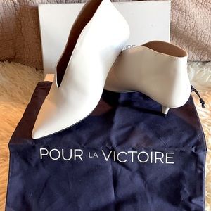 New,Kitten Heel, Calf Leather,  Ecru color Booties